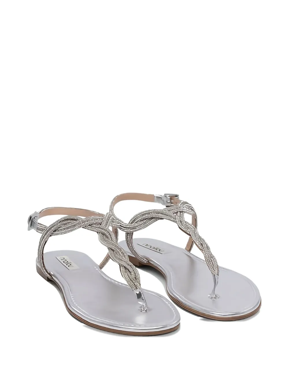 Ninalilou Sandalen met kralen bandjes Zilver