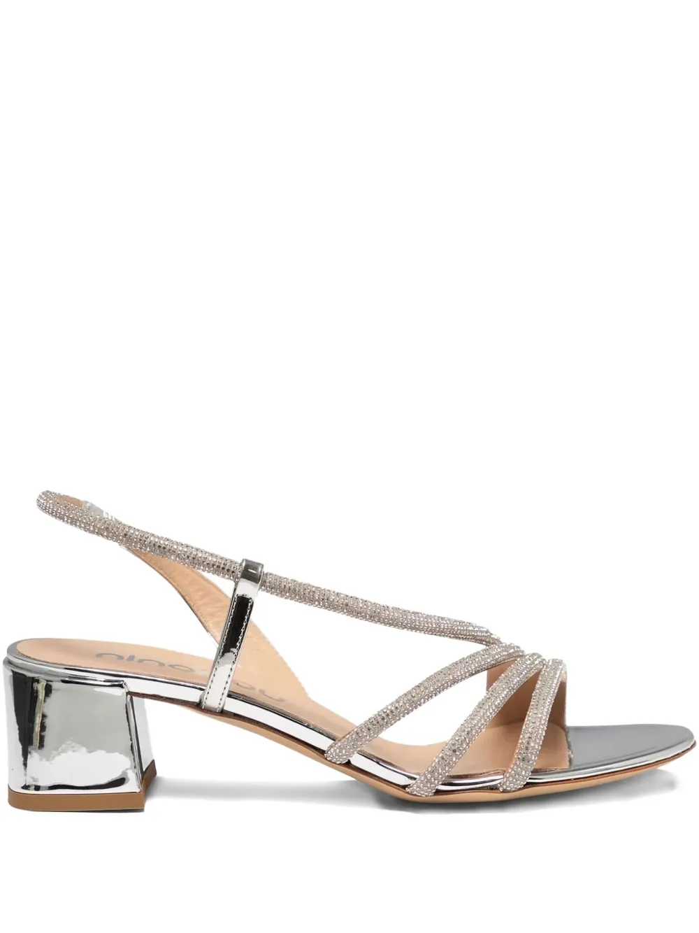 Ninalilou 55mm embellished slingback sandals Silver