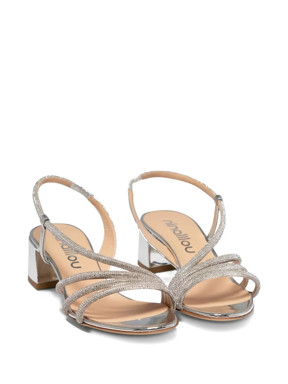 Ninalilou 55mm embellished slingback sandals Silver
