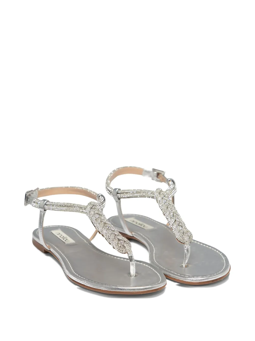 Ninalilou Frida embellished-braided sandals Silver
