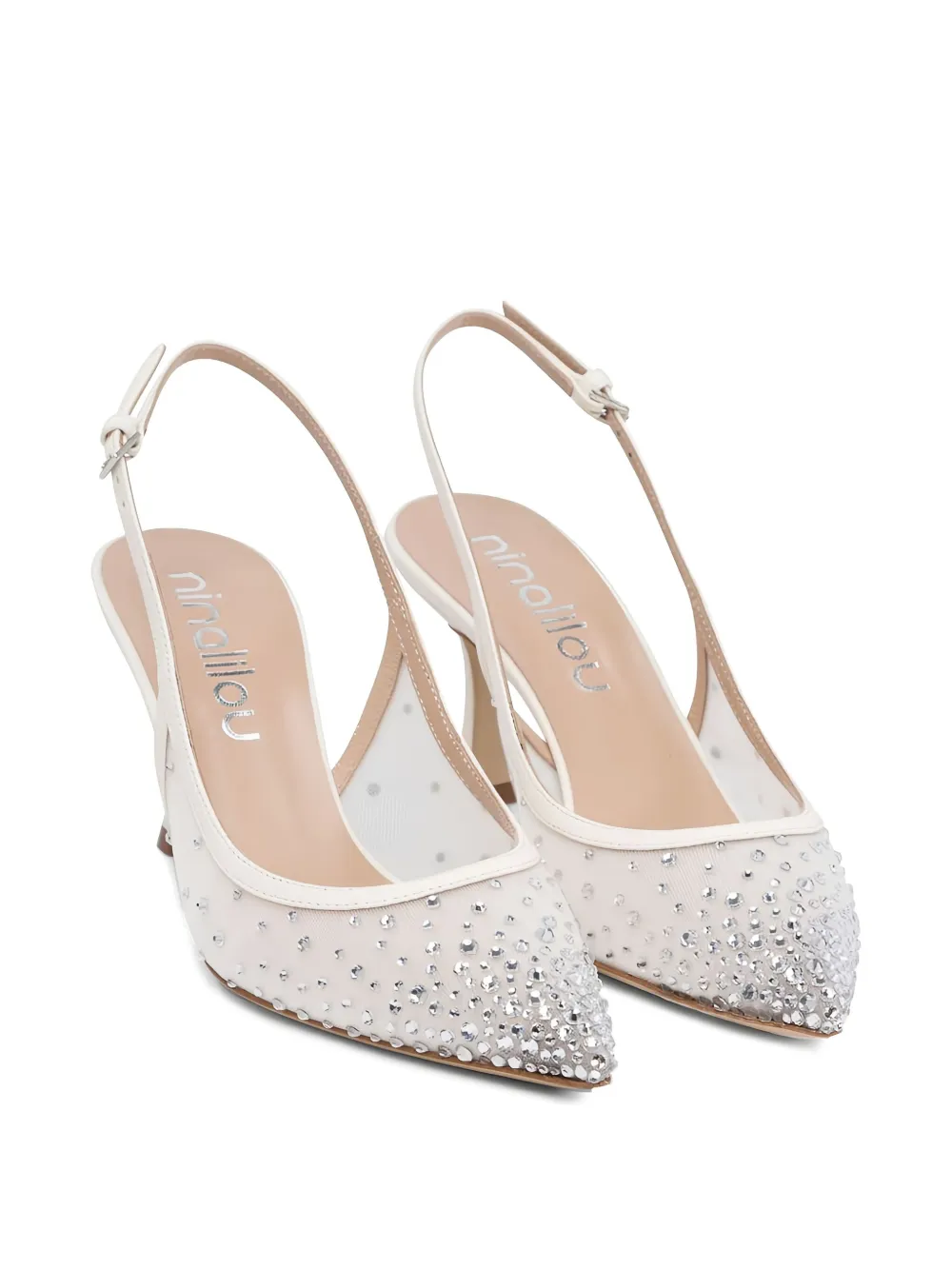Ninalilou crystal-embellished slingback pumps White