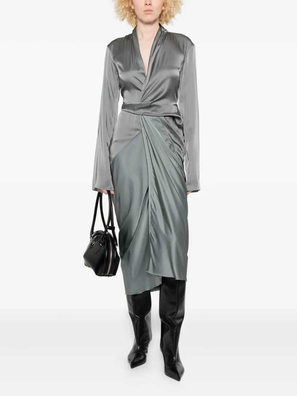 Rick Owens draped wrap dress - Blauw