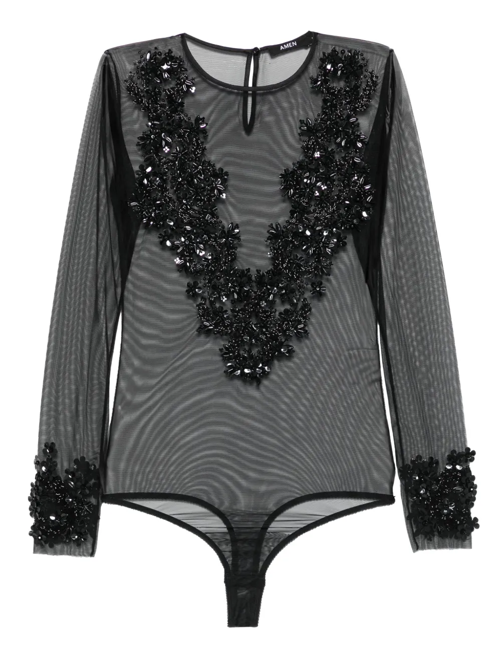 Amen floral-motif top - Nero