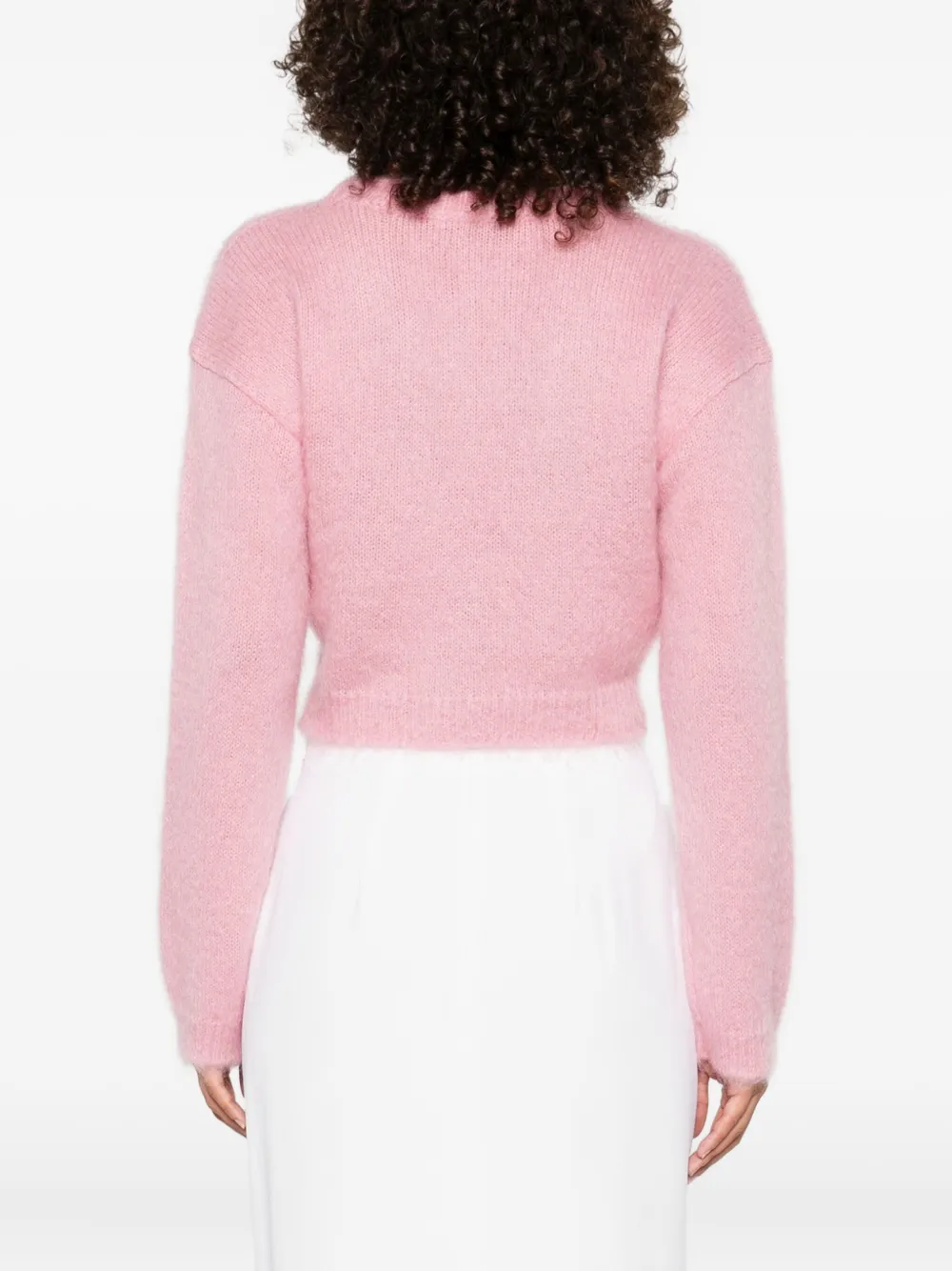 Alessandra Rich rose-embroidered button cardigan Roze