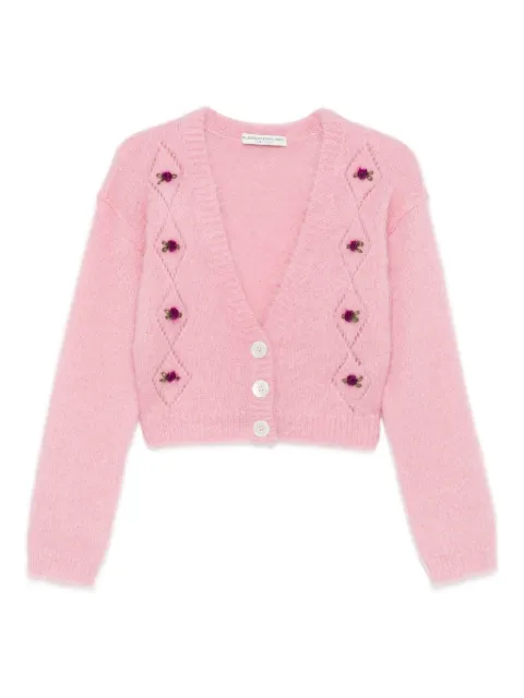 Alessandra Rich rose-embroidered button cardigan