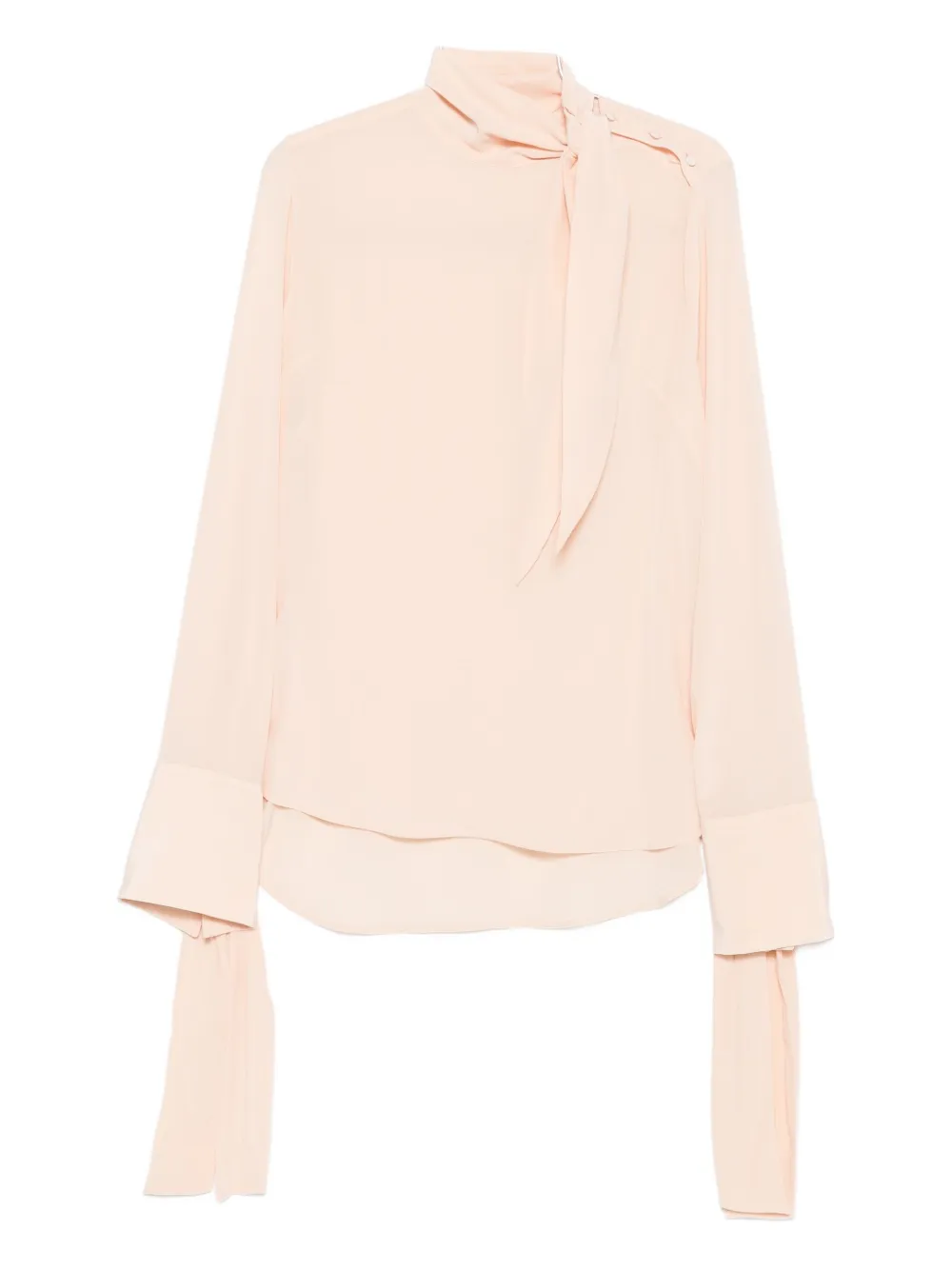 Ermanno Scervino Tie-neck Long-sleeve Blouse In Pink