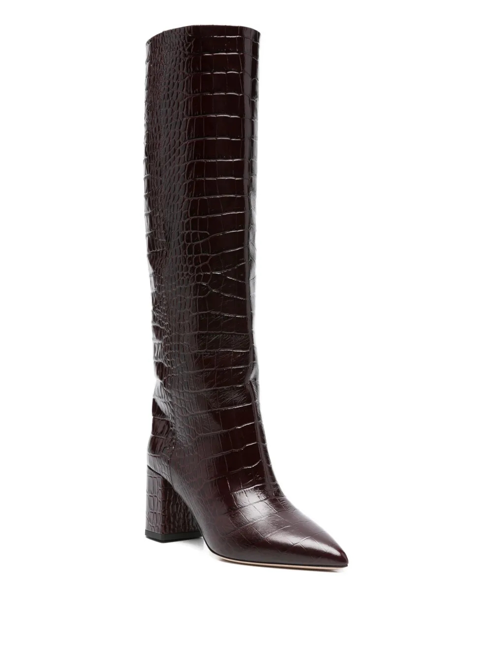 Paris Texas 77mm high-heeled leather boots Brown