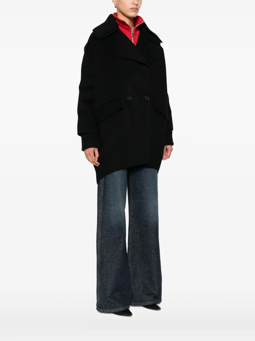 P.a.r.o.s.h P. A.r. O.s. H. Double-breasted Beige Coat In Black