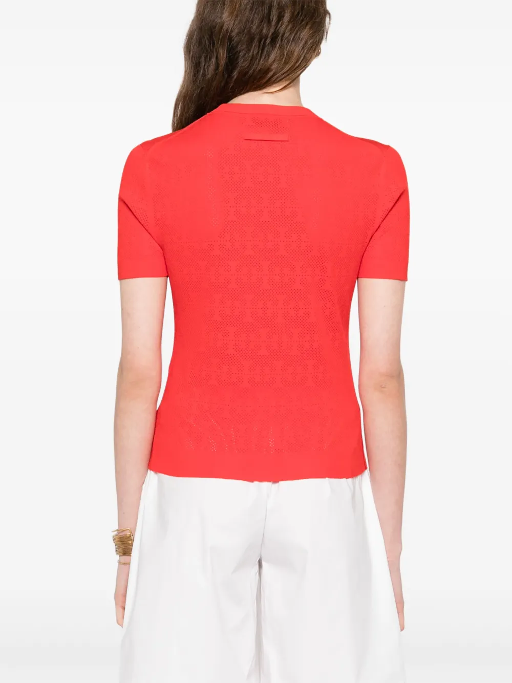 Tory Burch Monogram Short Sleeve T-shirt In Red