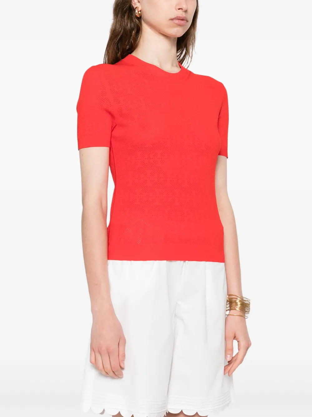 Tory Burch Monogram Short Sleeve T-shirt In Red