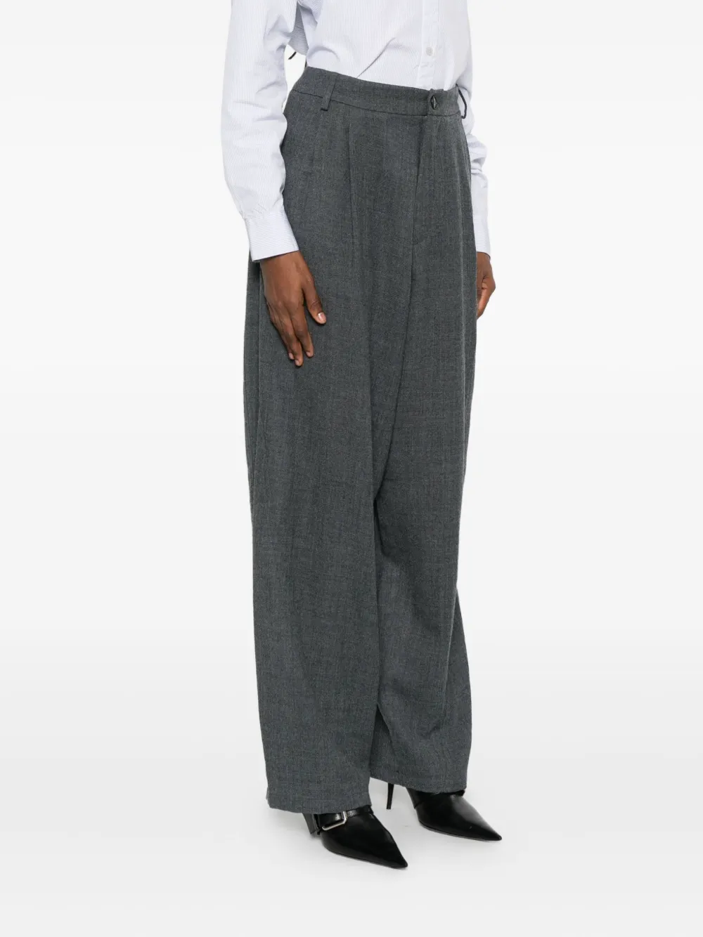 Darkpark Wool Palazzo Trousers In Gray