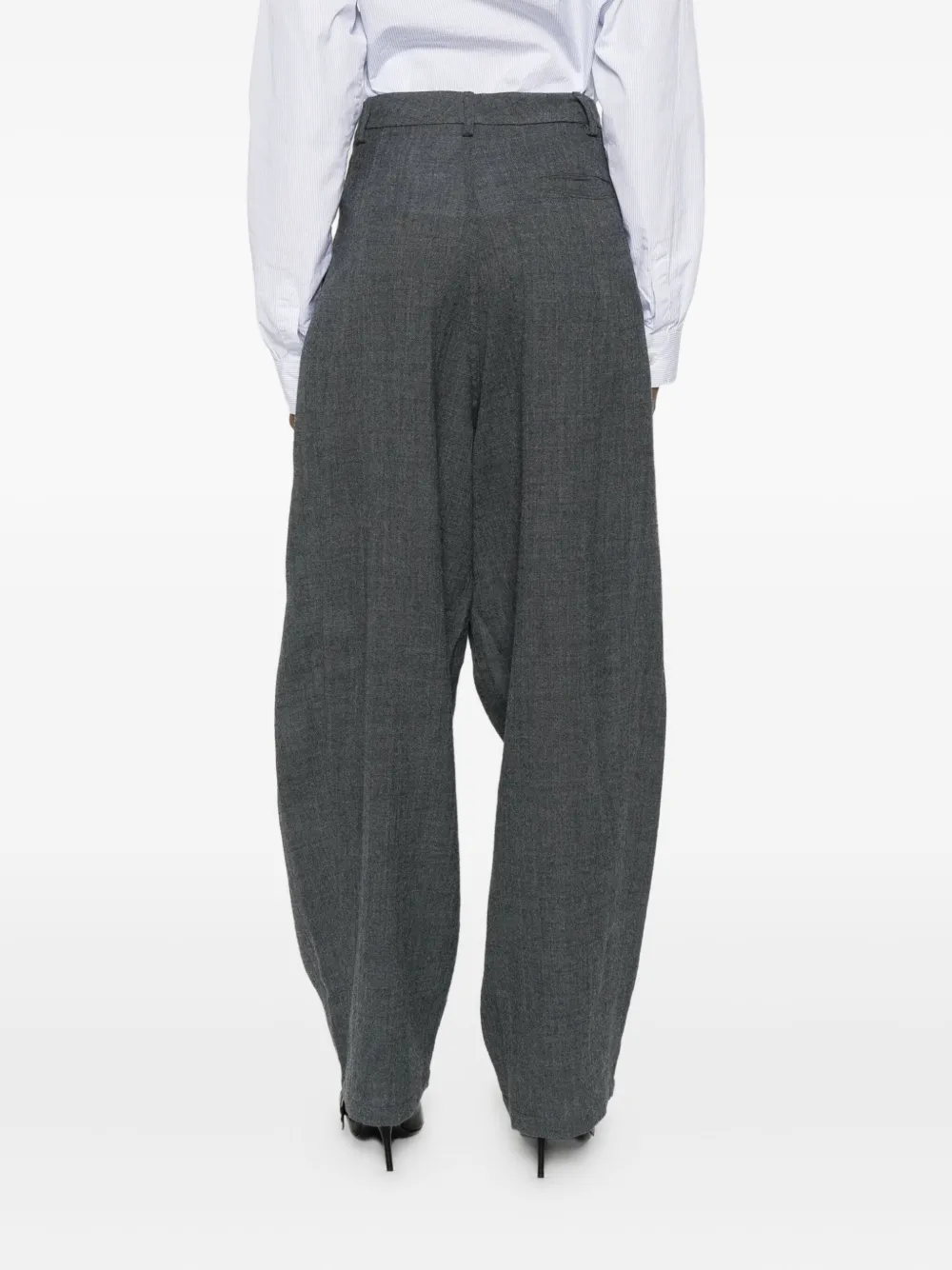 Darkpark Wool Palazzo Trousers In Gray