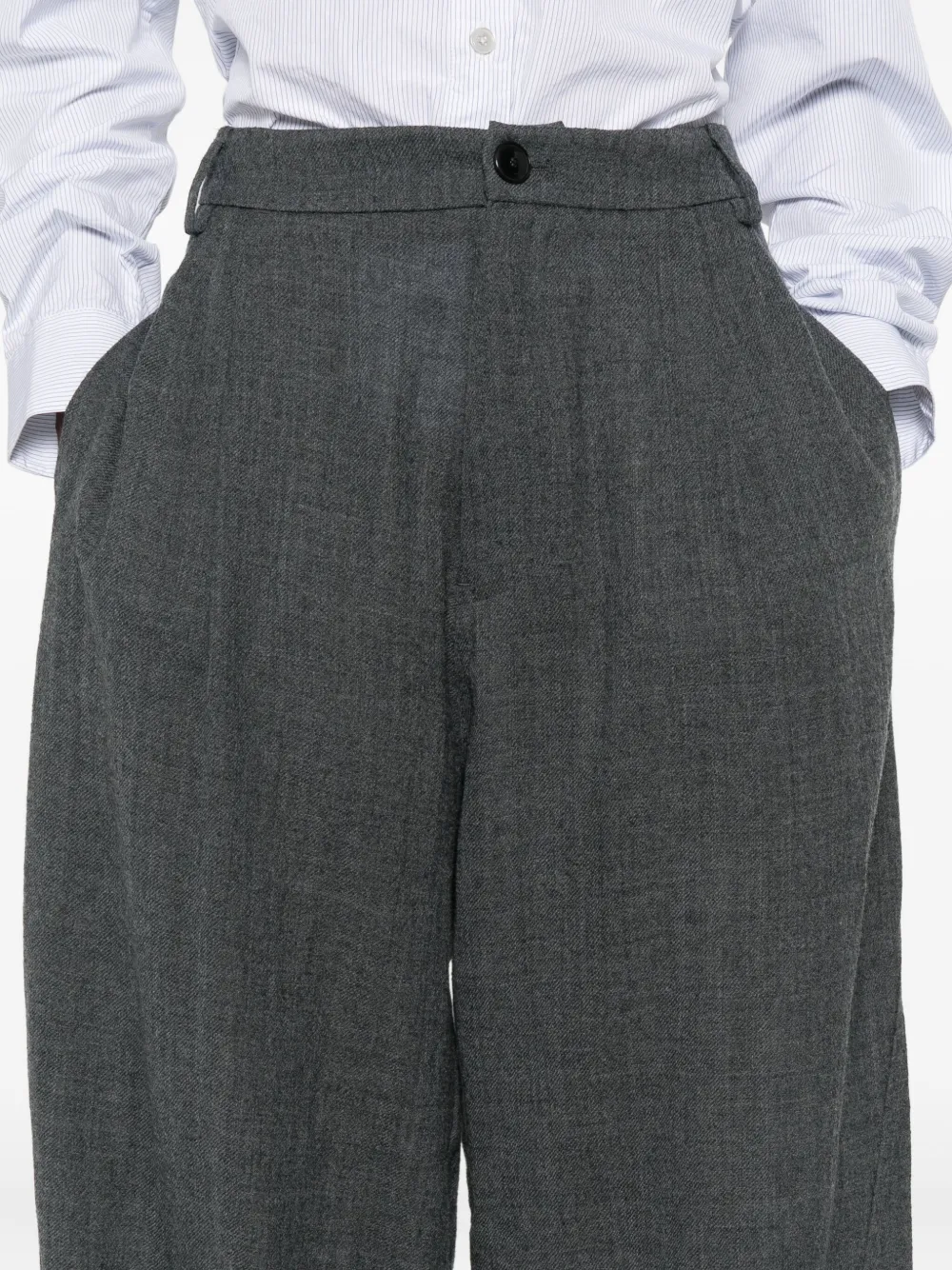 Darkpark Wool Palazzo Trousers In Gray
