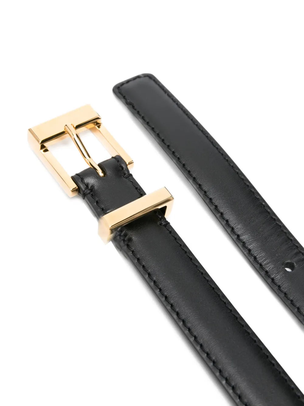 KHAITE Manhattan leren riem met goudkleurige gesp - Zwart