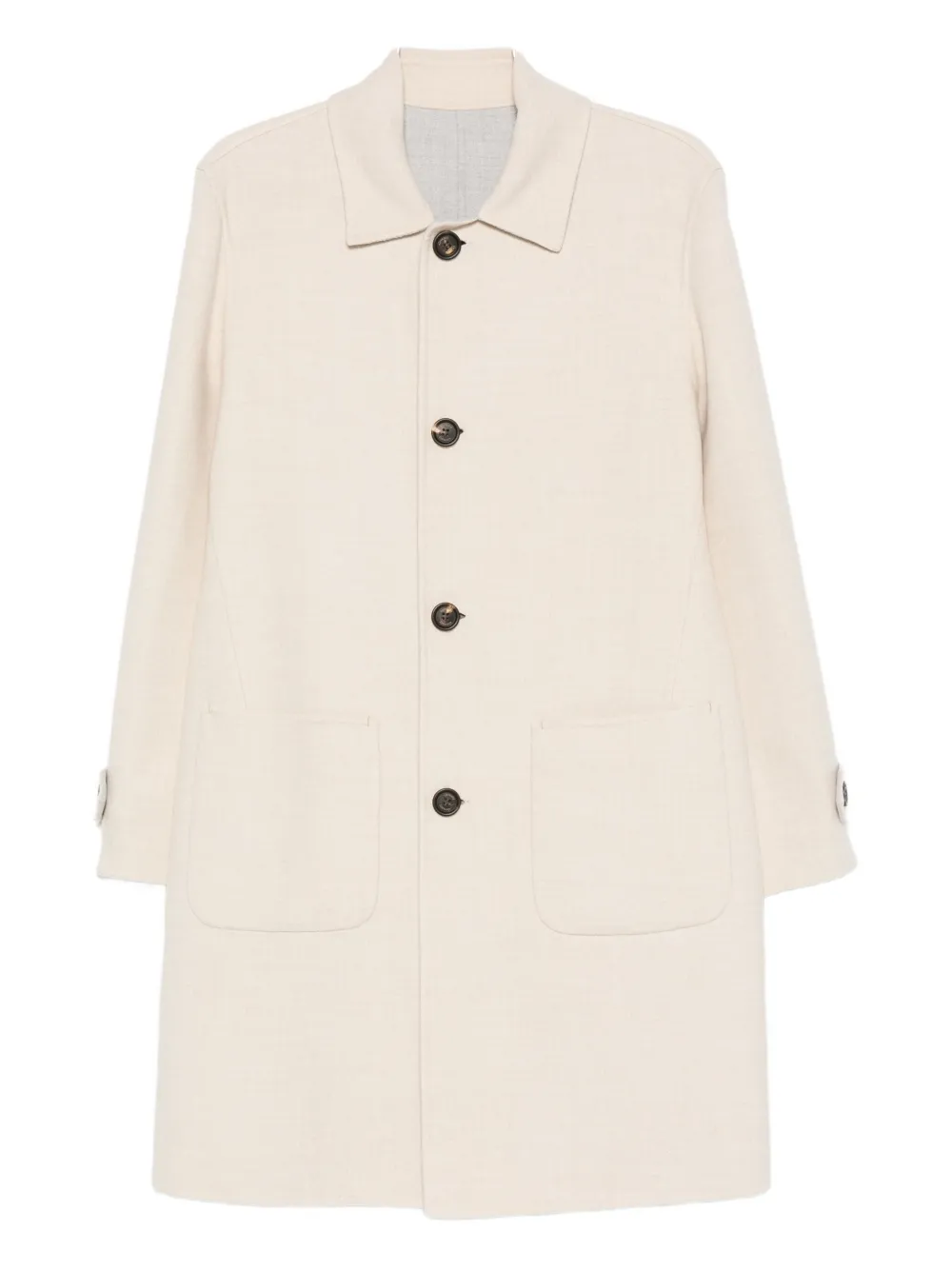Eleventy patch-pocket single-breasted coat Beige