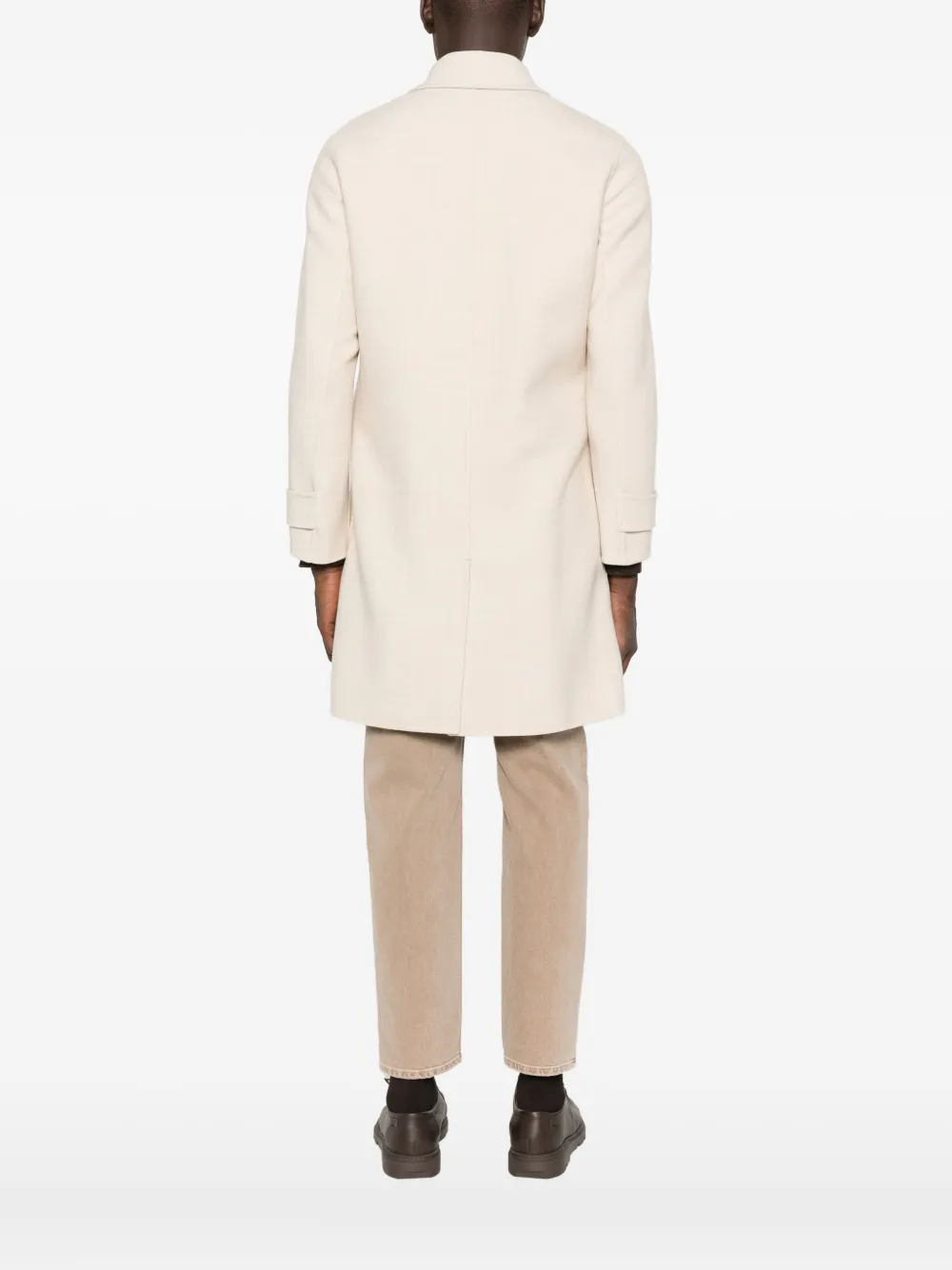 Eleventy patch-pocket single-breasted coat Beige