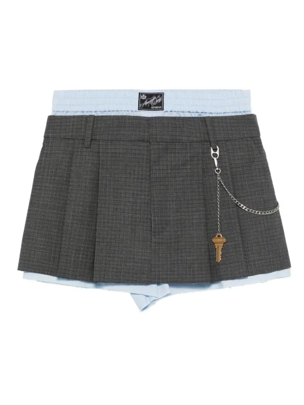 ショートパンツ ALEXANDER WANG Women Shorts  Burmudas 4DC1214896 060 Grey BITE LOGO SHORT IN GREY AGED DENIM in GREY AGED/WHITE