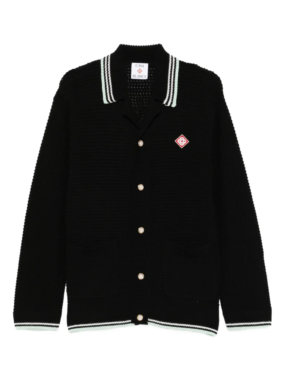 Casablanca buttoned ribbed knit cardigan | Black | Image 1