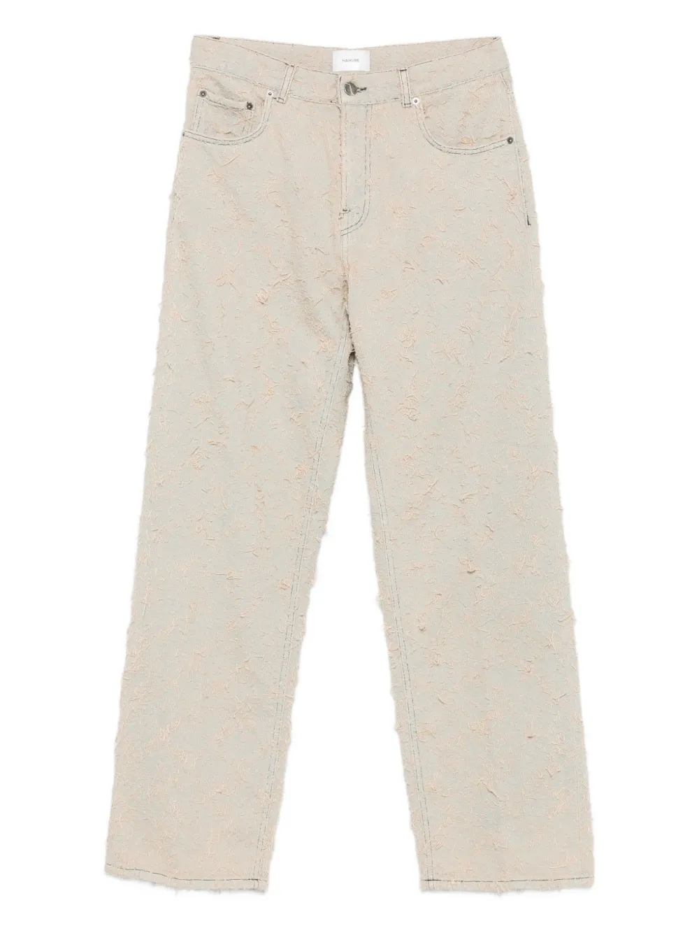 Haikure Jeans met franje textuur Beige