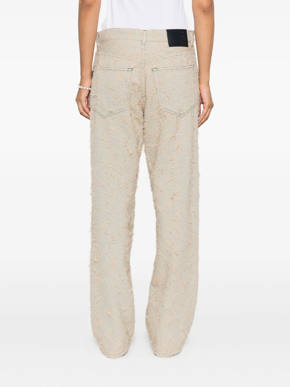 Haikure Jeans met franje textuur Beige
