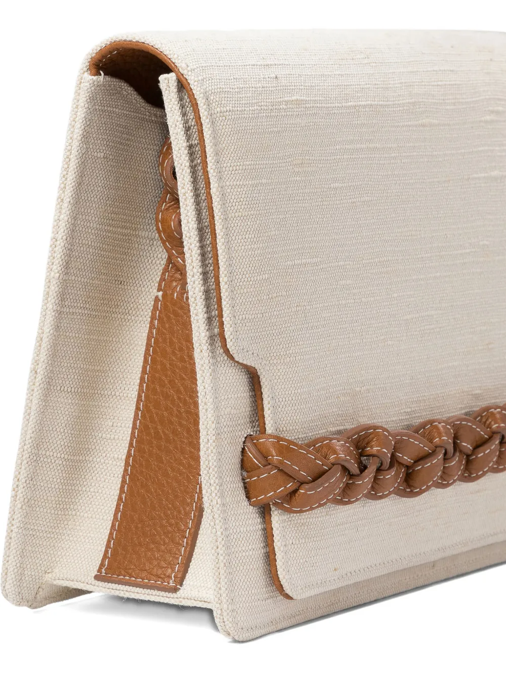 Amato Daniele Braided Leather-strap Canvas Shoulder Bag In Neutral