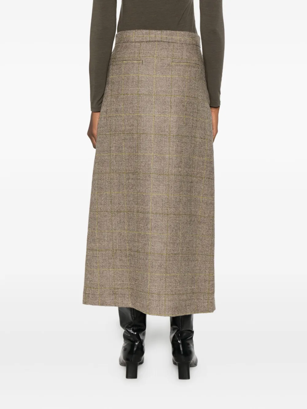 Antonelli Ostuni Button Checked Midi Skirt In Multi