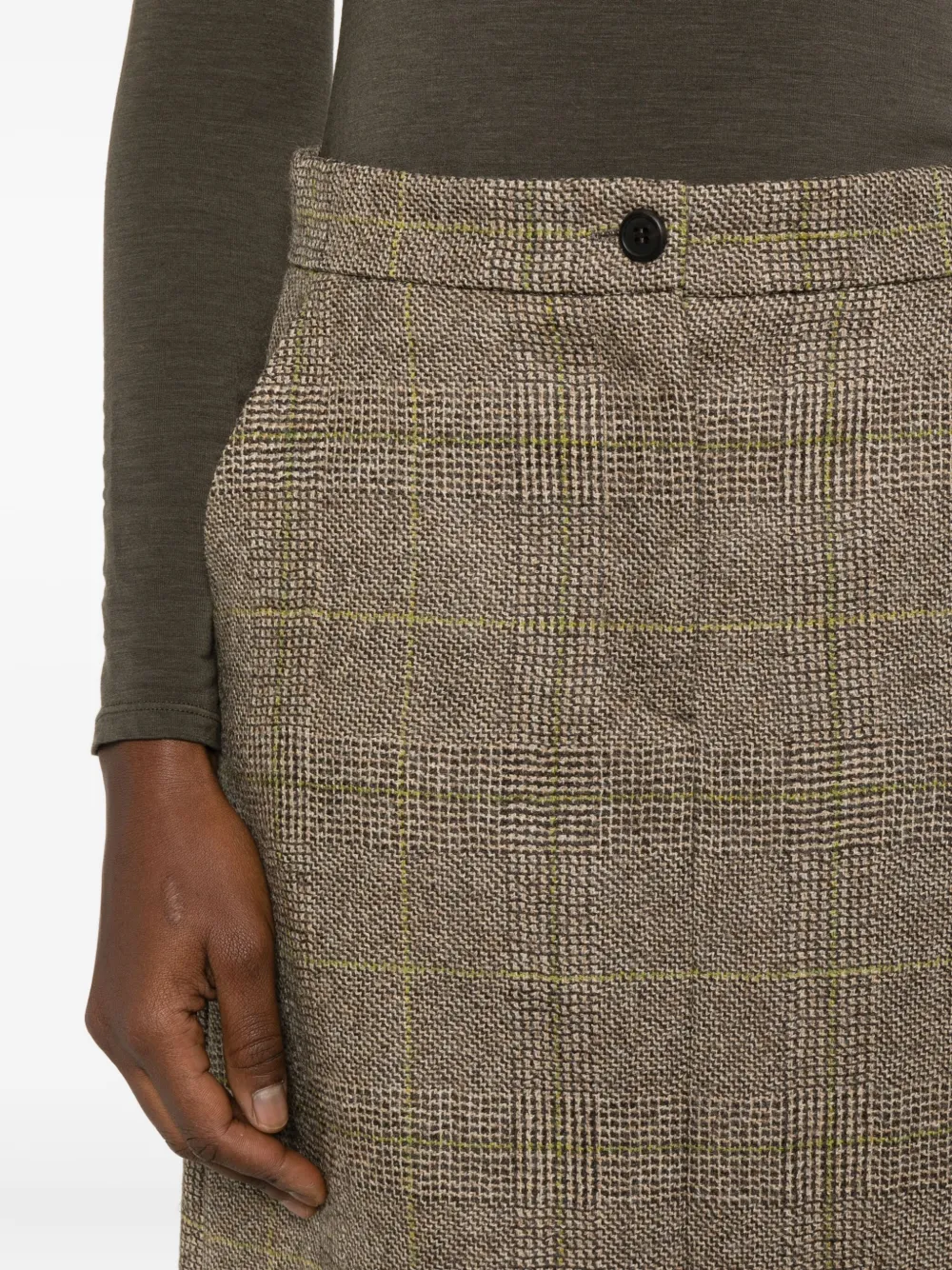 Antonelli Ostuni Button Checked Midi Skirt In Multi