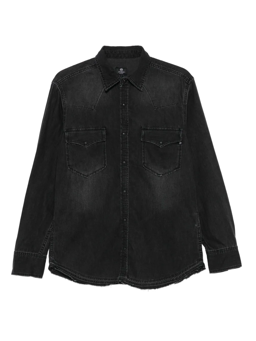 AG Jeans frayed-hem denim shirt | Black | Image 1