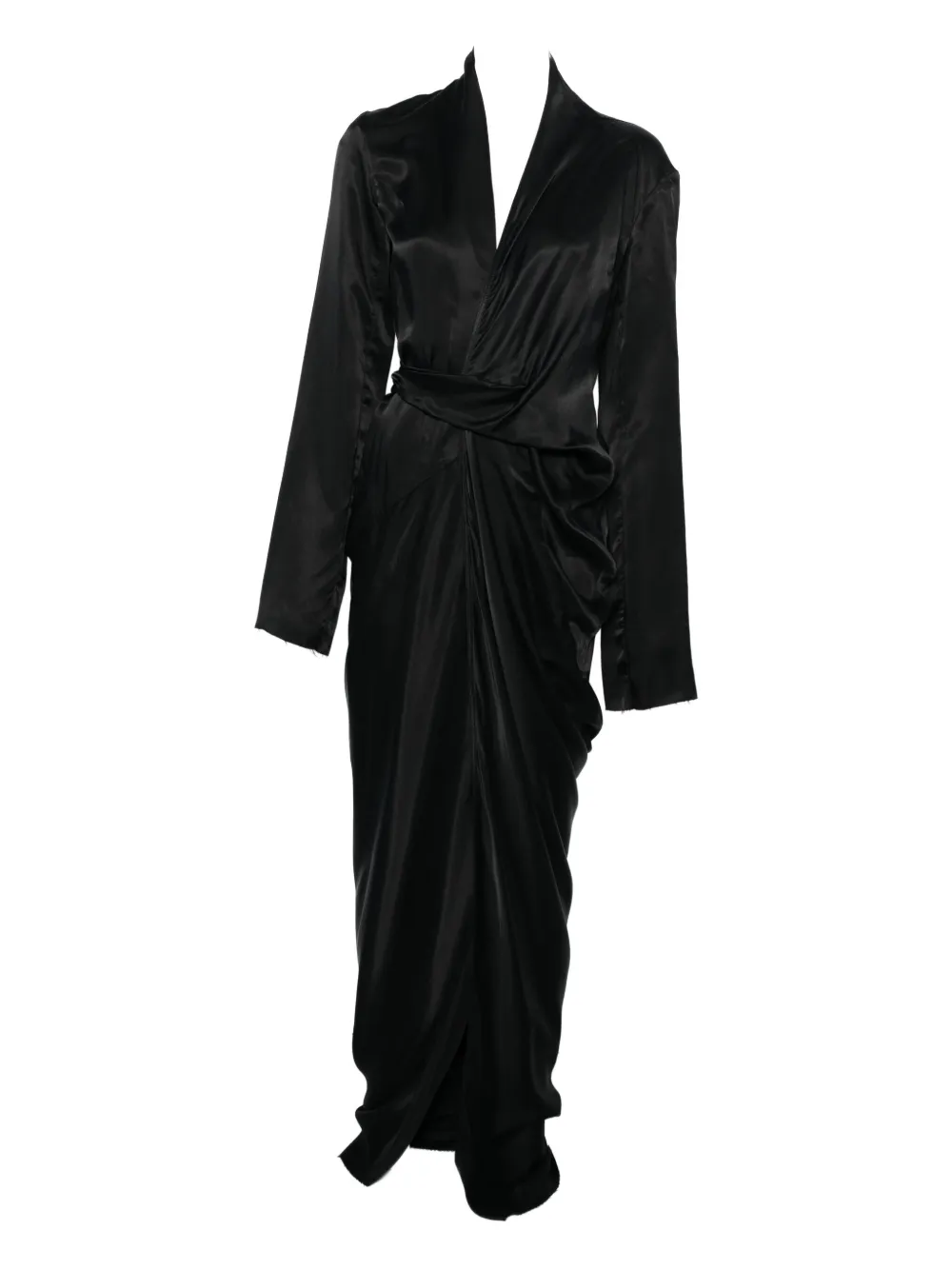 Rick Owens Draped Wrap Dress In Black