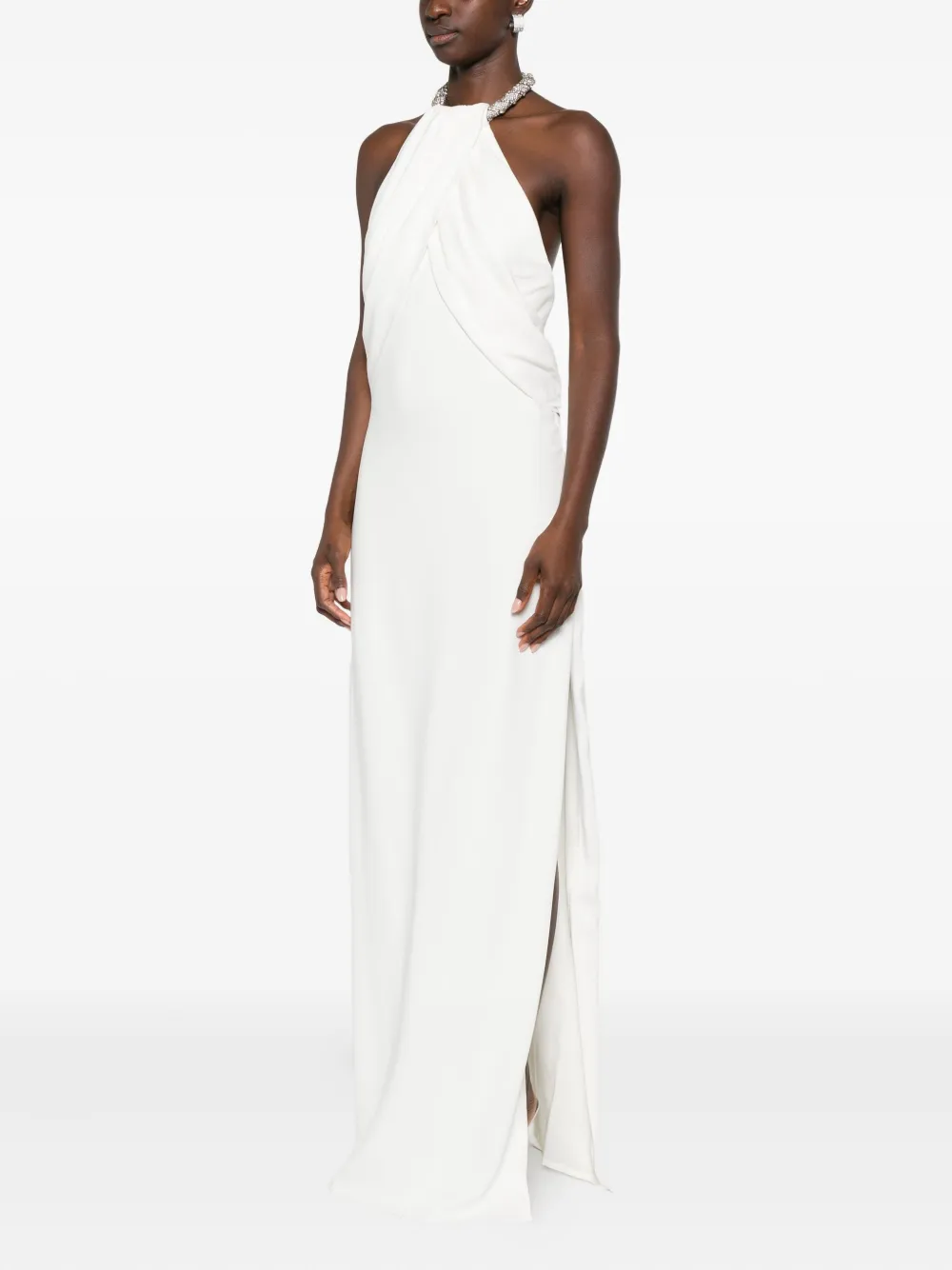 Amen Crystal-embellished Halterneck Dress In White