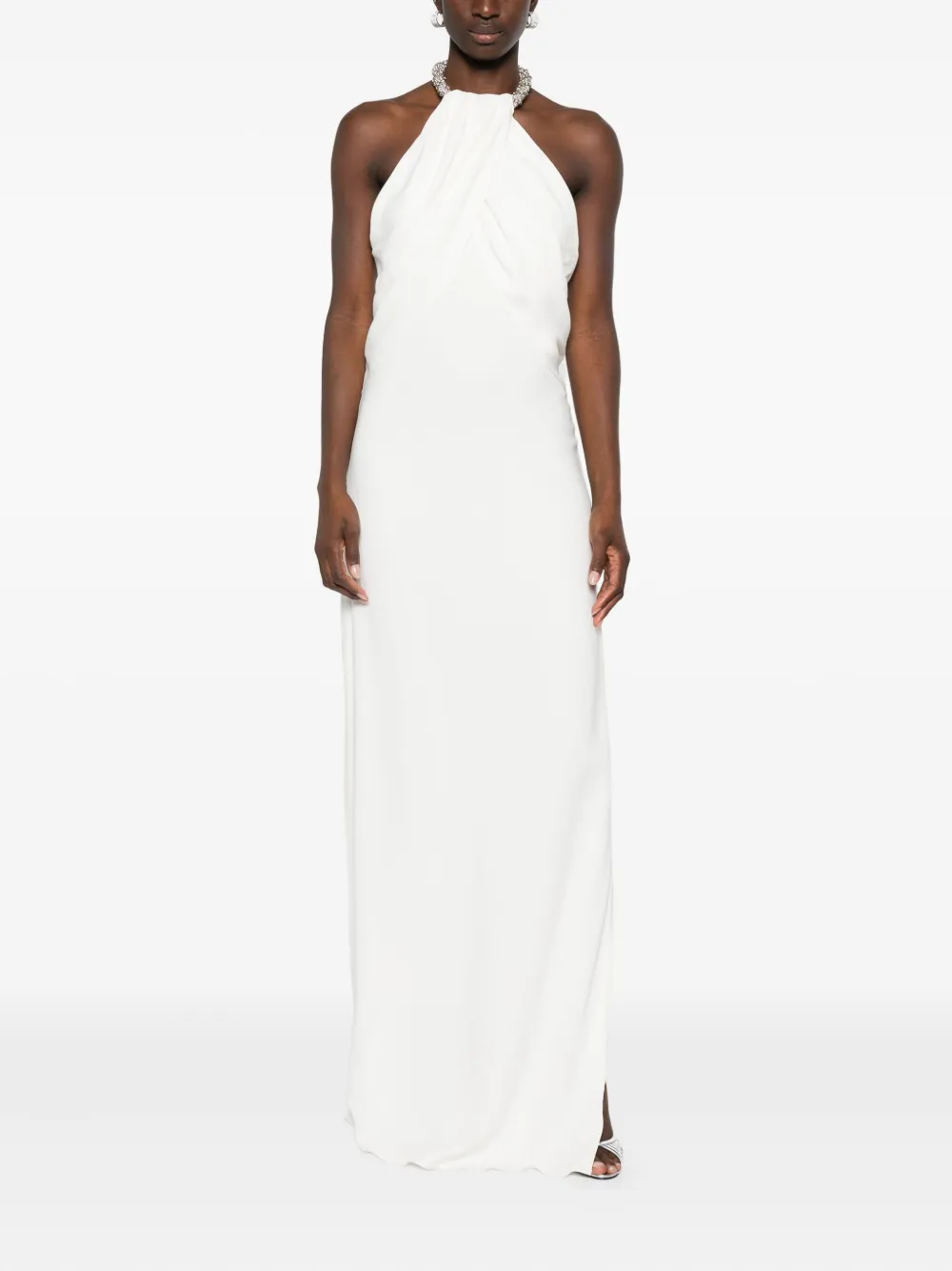 Amen crystal-embellished halterneck dress - Wit