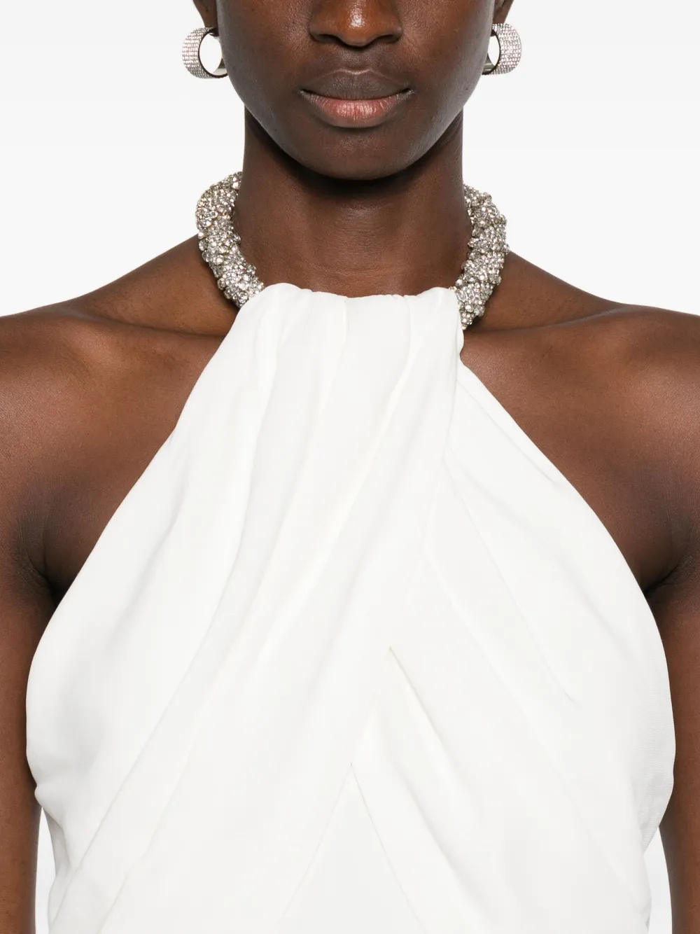 Amen Crystal-embellished Halterneck Dress In White