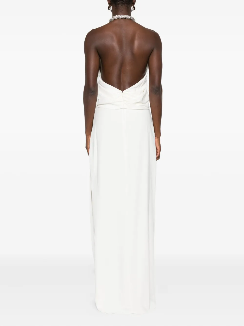 Amen Crystal-embellished Halterneck Dress In White