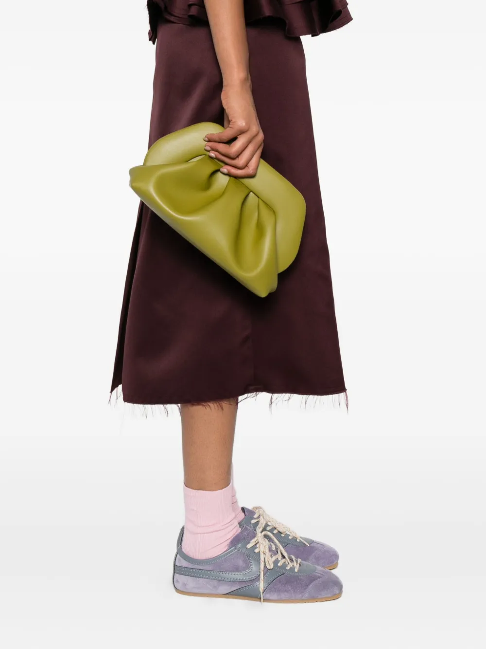 Themoirè Tia gathered clutch bag - Groen
