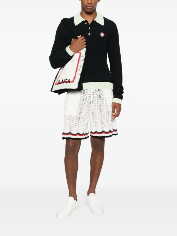 Casablanca モノグラム ニット ポロシャツ Casablanca リブニット ポロシャツ | ブラック | FARFETCH JP