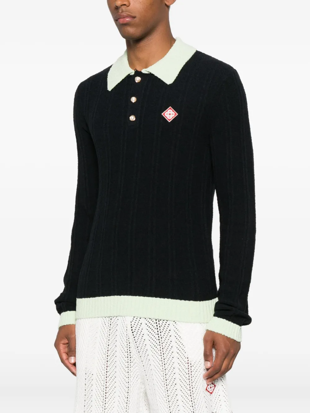 Casablanca Ribgebreid poloshirt Zwart
