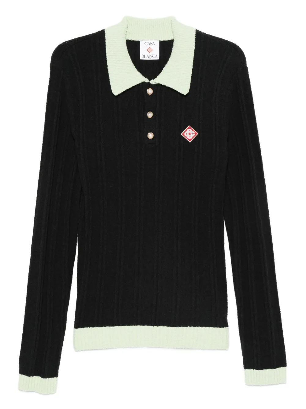 Casablanca Ribgebreid poloshirt Zwart