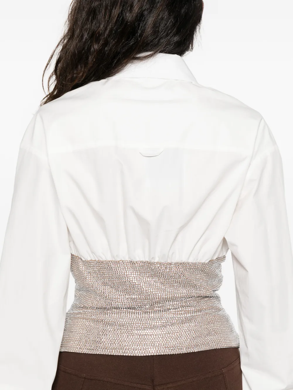 Giuseppe Di Morabito Collared Long Sleeve Fitted Waist Shirt In White