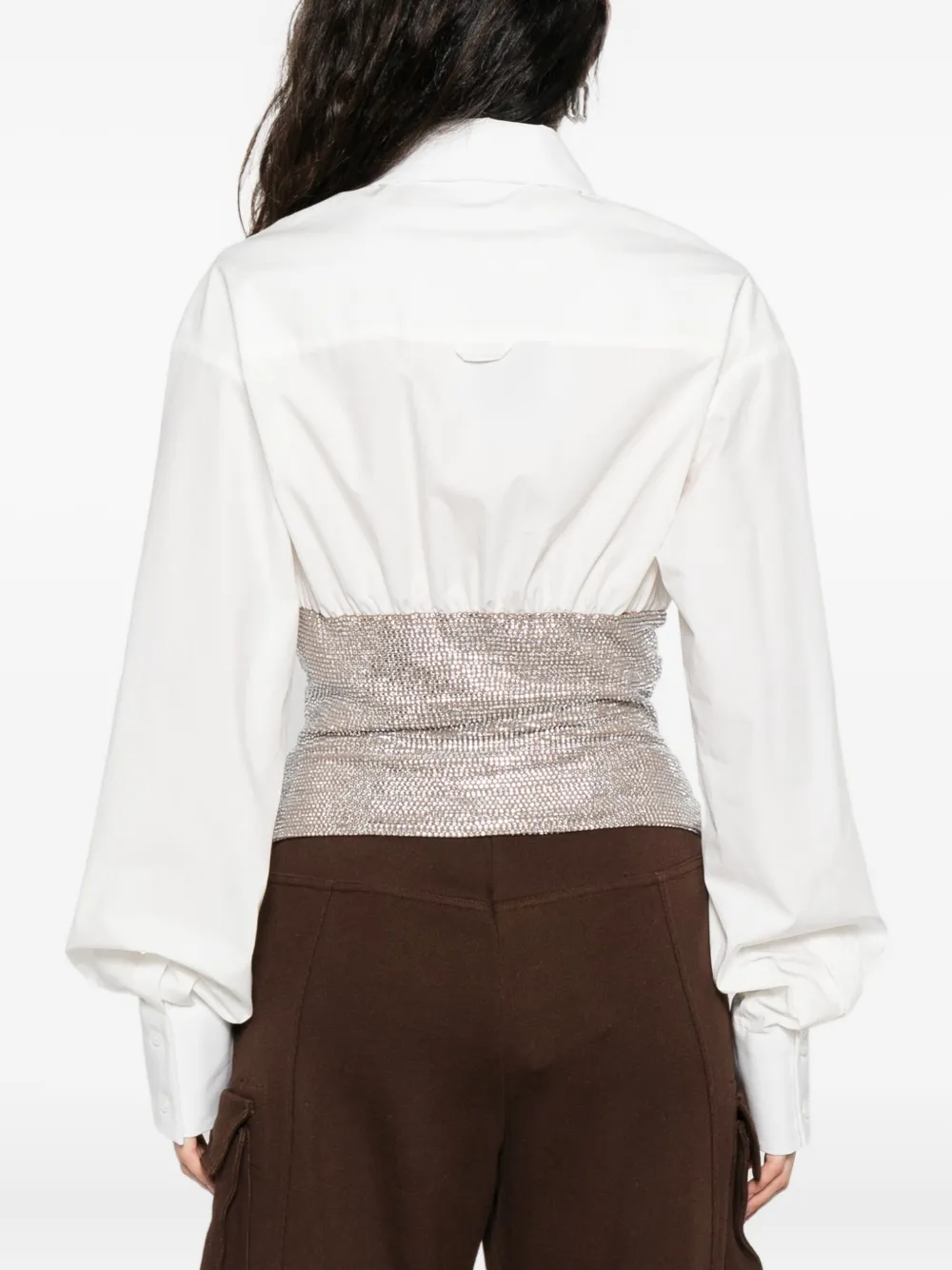 Giuseppe Di Morabito Collared Long Sleeve Fitted Waist Shirt In White