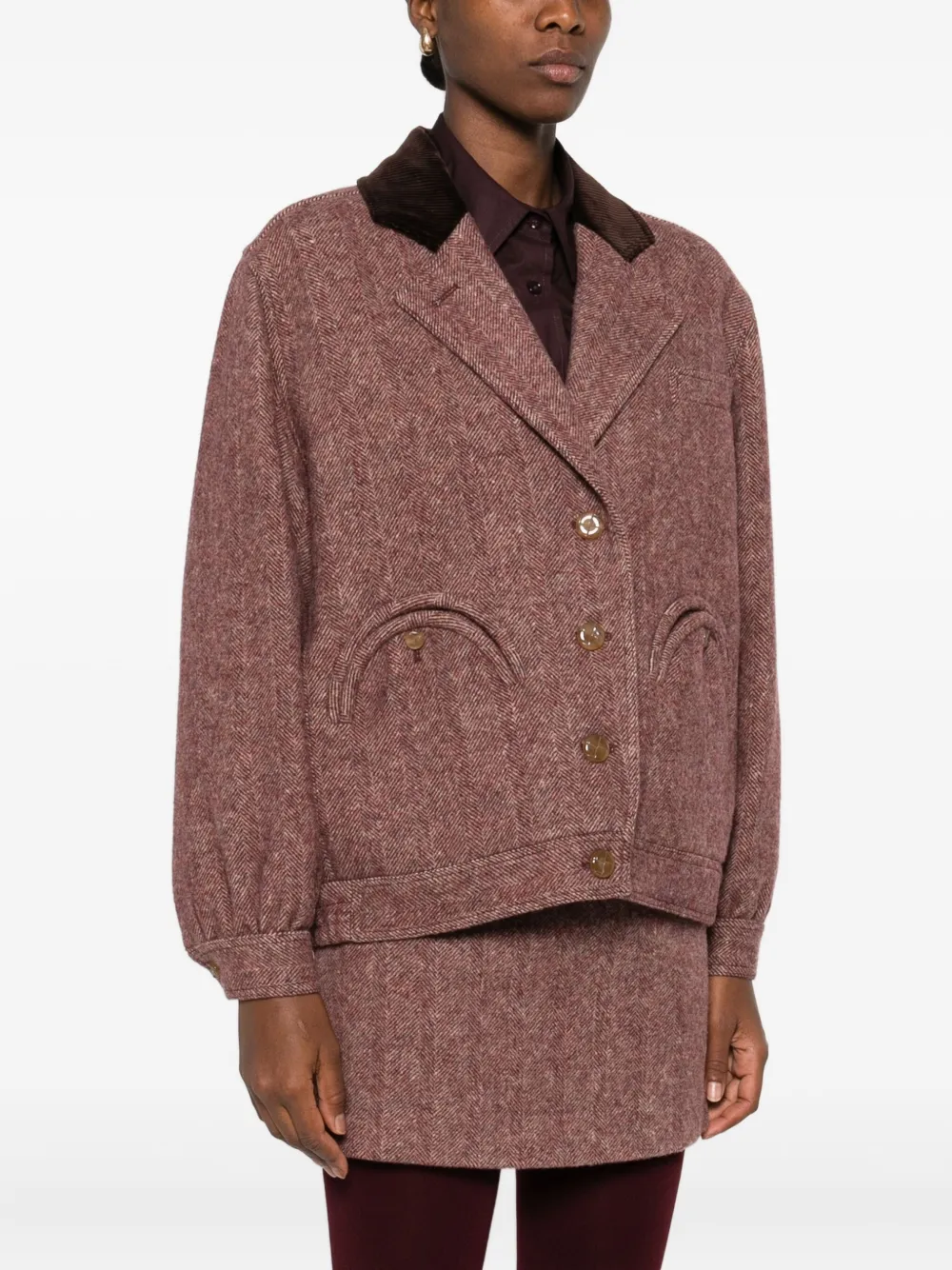 Blazé Milano Cleo Corduroy-collar Bomber Jacket In Blue
