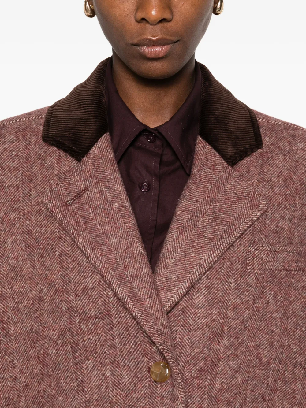 Blazé Milano Cleo Corduroy-collar Bomber Jacket In Blue