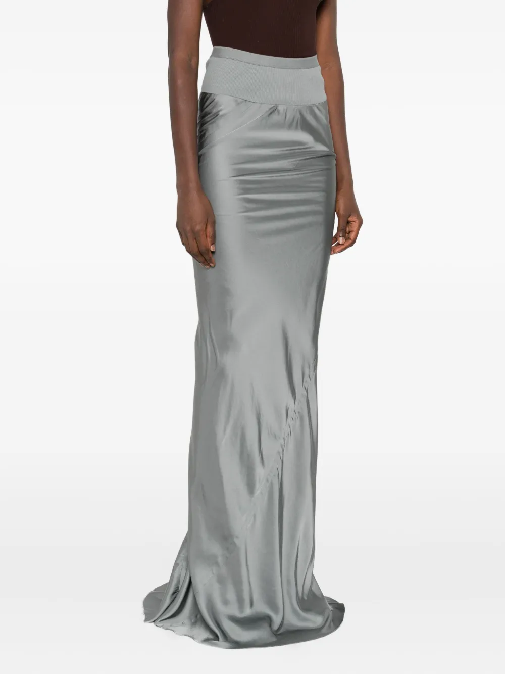 Rick Owens ribbed-waistband draped skirt Blauw