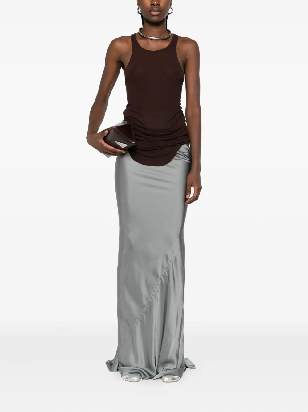 Rick Owens ribbed-waistband draped skirt Blauw