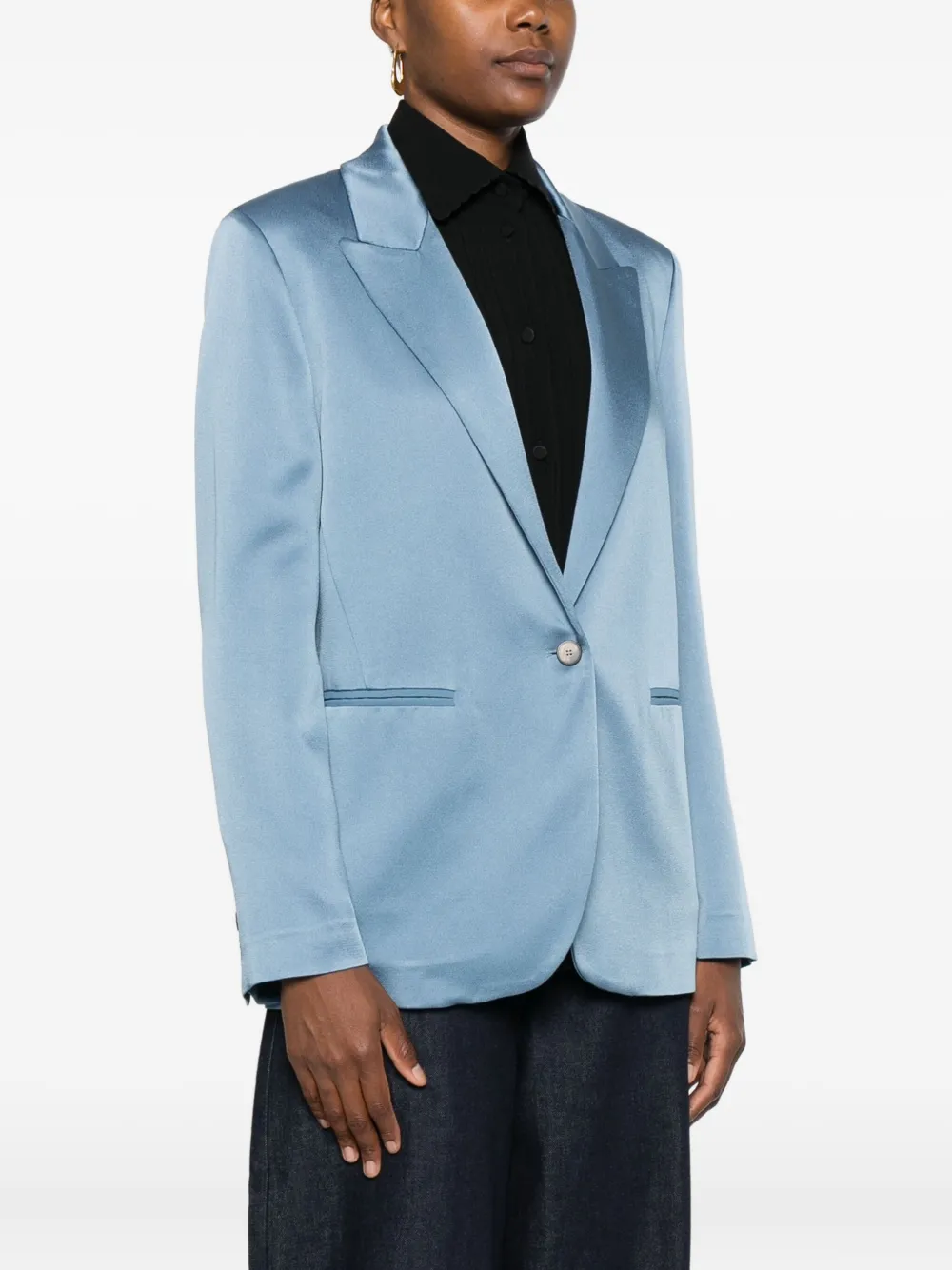 Forte Forte Peak-lapel Single-breasted Blazer In Blue