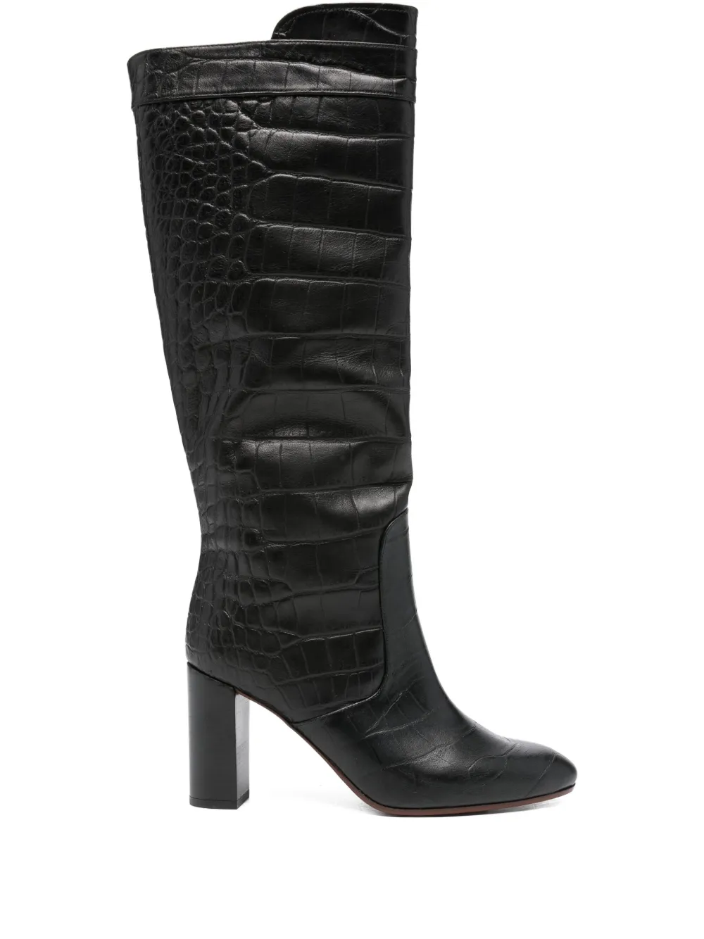 Chie Mihara 85mm crocodile-embossed knee-high boots | Black | Image 1