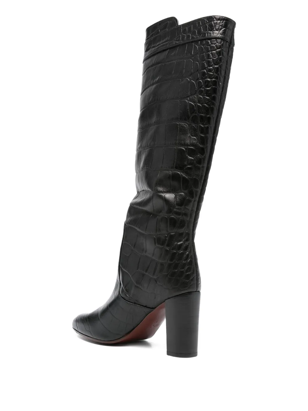 Chie Mihara 85mm crocodile-embossed knee-high boots Black