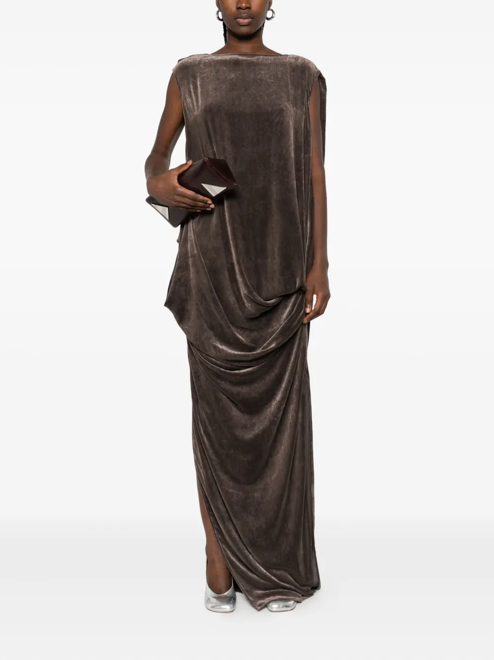 Rick Owens draped cowl-neck dress Grijs