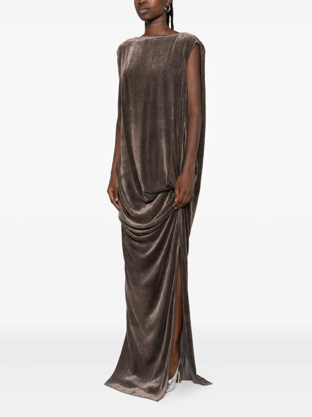 Rick Owens draped cowl-neck dress Grijs