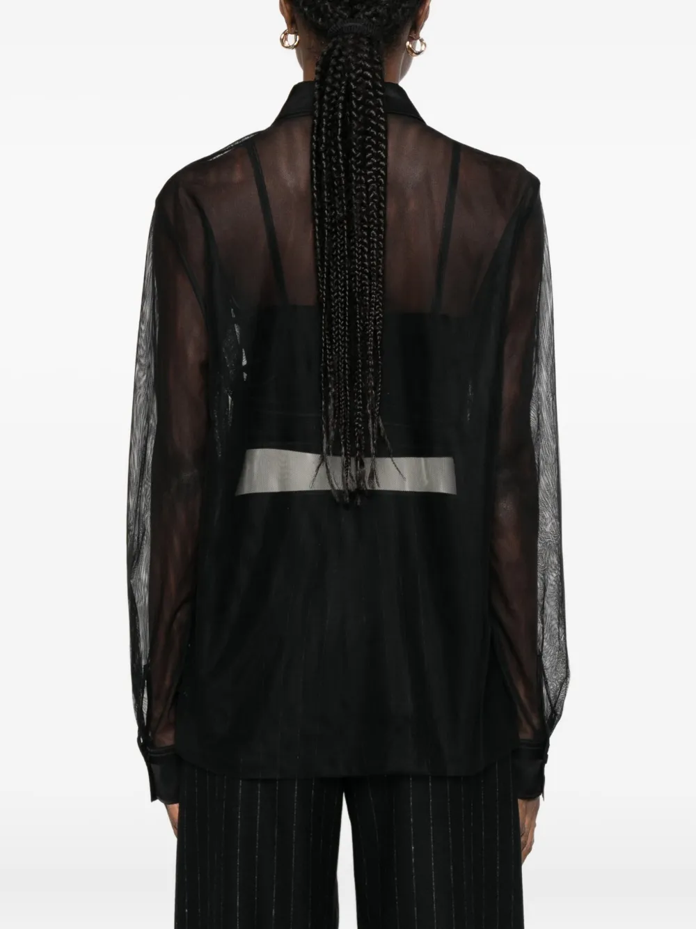 Forte Semi-doorzichtig blouse Zwart