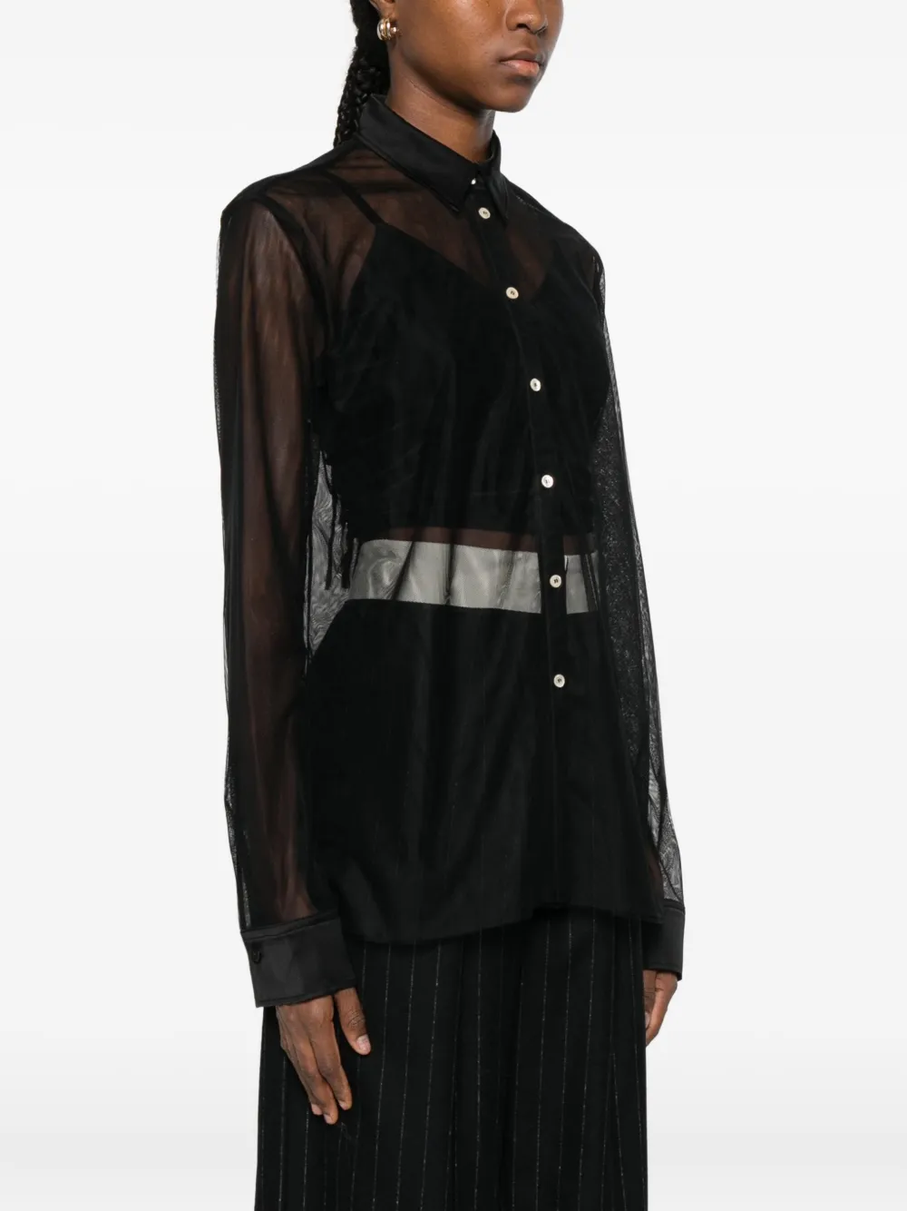 Forte Semi-doorzichtig blouse Zwart